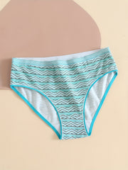 6 Pack Plus Size High Cut Striped Print Lace Briefs Set