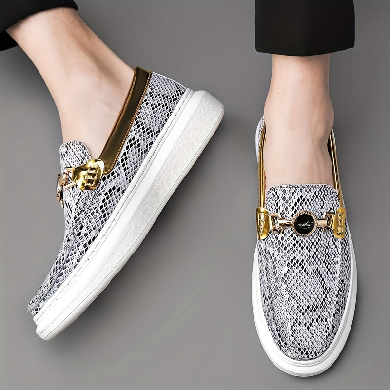 Men's Snake Print Loafer Slip On Shoes