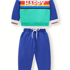 Toddler Boy's Cotton 2pcs Sweatshirt & Sweatpants Set ALWAYS HAPPY Print