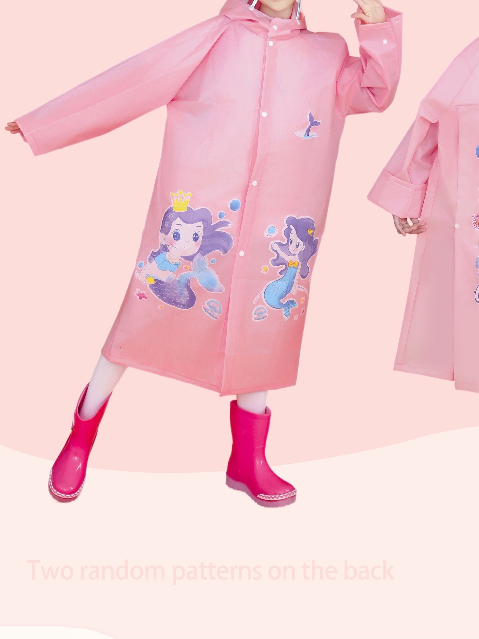 Mermaid Princess Poncho Raincoat For Kids