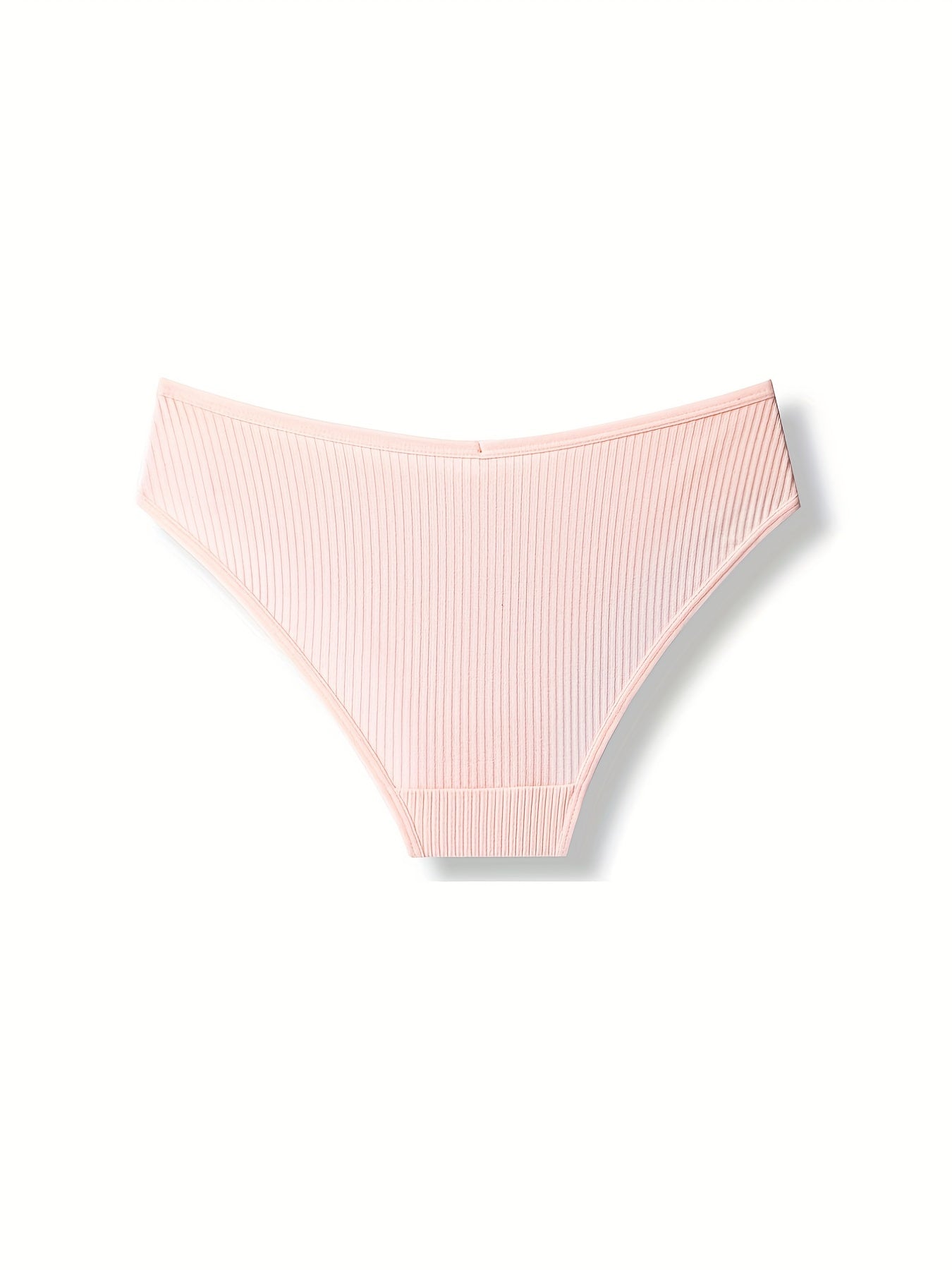 3 Pcs Solid Ribbed Briefs Seamless Stretch Panties Women's Lingerie