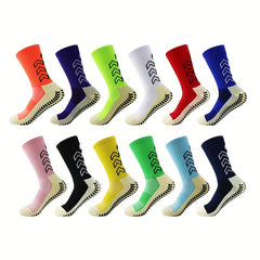Non-Slip Silicone Athletic Socks for Football - Breathable Mid Calf Socks