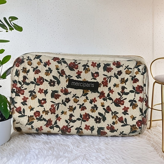 Corduroy Vintage Makeup Bag Zipper Pouch Organizer Holder