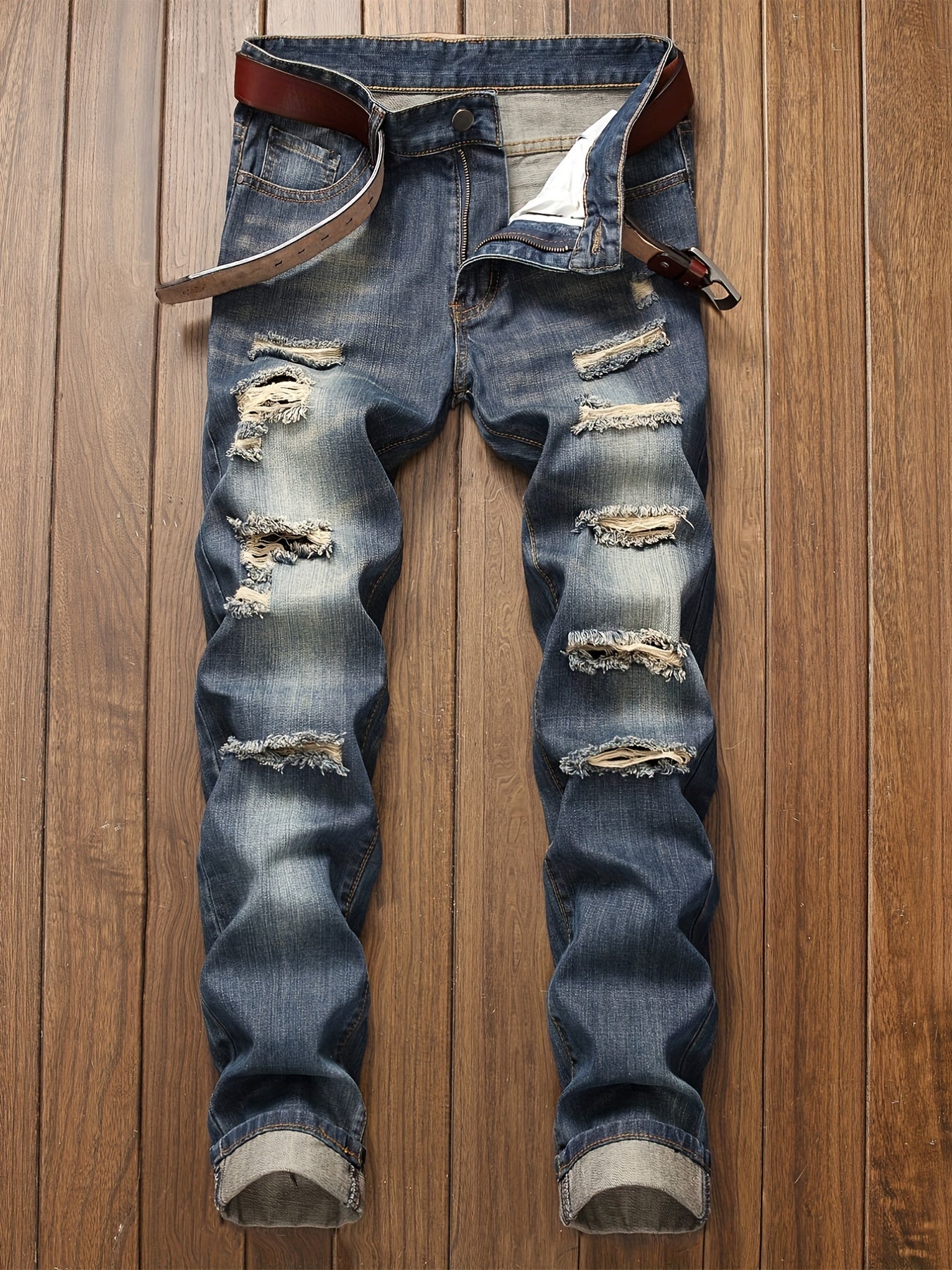 Men's Casual Ripped Jeans with Pockets
