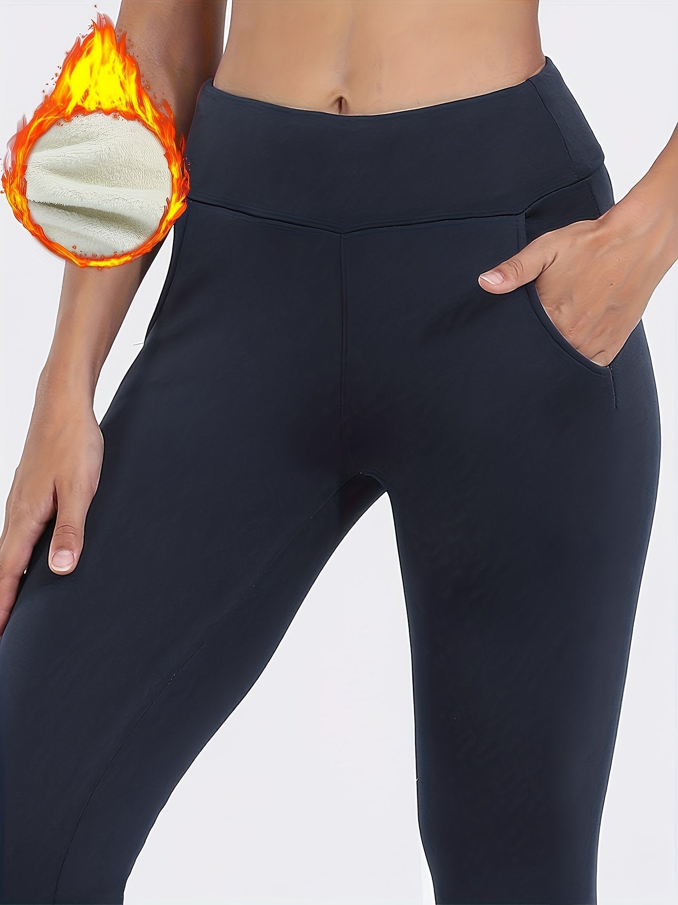 High Waist Fleece Sports Fitness Yoga Pants High Stretch Workout Fleece