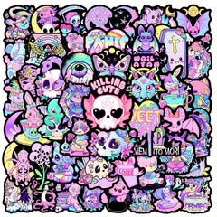 50pcs Pink Gothic Waterproof Stickers for Skateboards Helmets Backpacks