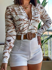 Floral Print Casual Button Front Blouse Long Sleeve