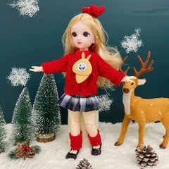 Christmas Style Doll Costume and Headdress Set for Girls
