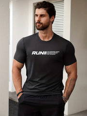 Men's Run Print T shirt Active Slightly Stretch
