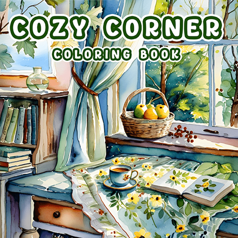 Cozy Corner Adult Coloring Book 1pc 20x20 cm 22 Pages Deluxe Edition