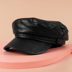 PU Leather Cap Women's Solid Hat Cap Vintage Hats For Weddings Chrismas Year