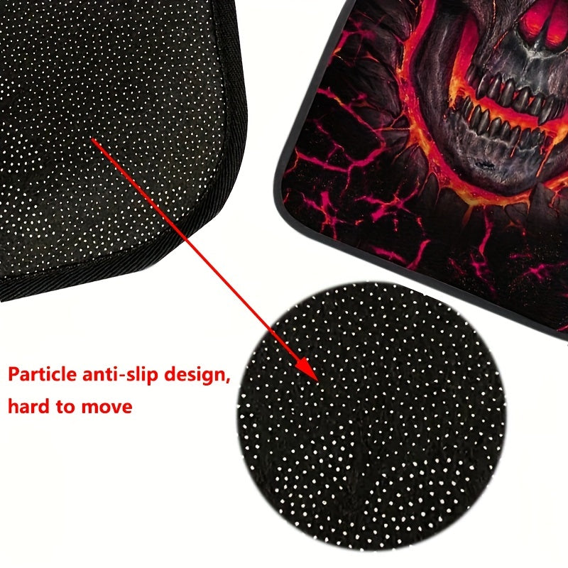 2pcs Skull Pattern Car Floor Mats Absorbent Front/Rear Seats