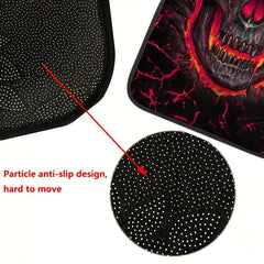 2pcs Skull Pattern Car Floor Mats Absorbent Front/Rear Seats