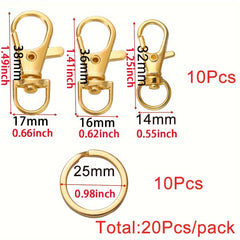 20Pcs Swivel Clasps Set Lanyard Snap Hooks Key Chain Rings Lobster Clasps