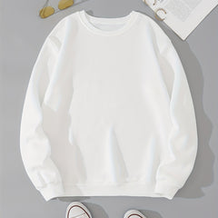Women's Solid Pullover Sweatshirt Crew Neck Casual Long Sleeve