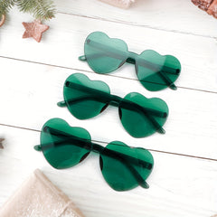 3pcs Heart Shaped Jelly Sunglasses Frameless Party Decoration Glasses
