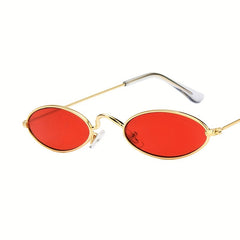 Metal Oval Frame Sunglasses Photochromatic Tinted Lens Glasses