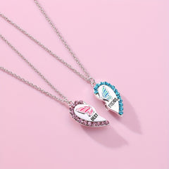 2pcs FRIENDS Heart Butterfly Magnetic Necklace For Toddler Girls BFF Gift
