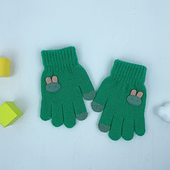 Kids' Winter Ski & Cycling Gloves Coldproof Rabbit Cartoon Knitted Gloves, Ages