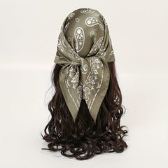 Dark Green Paisley Print Bandana Square Scarf Neckerchief