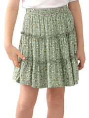 Girls Bohemian Layered Skirt Floral Print Summer Holiday