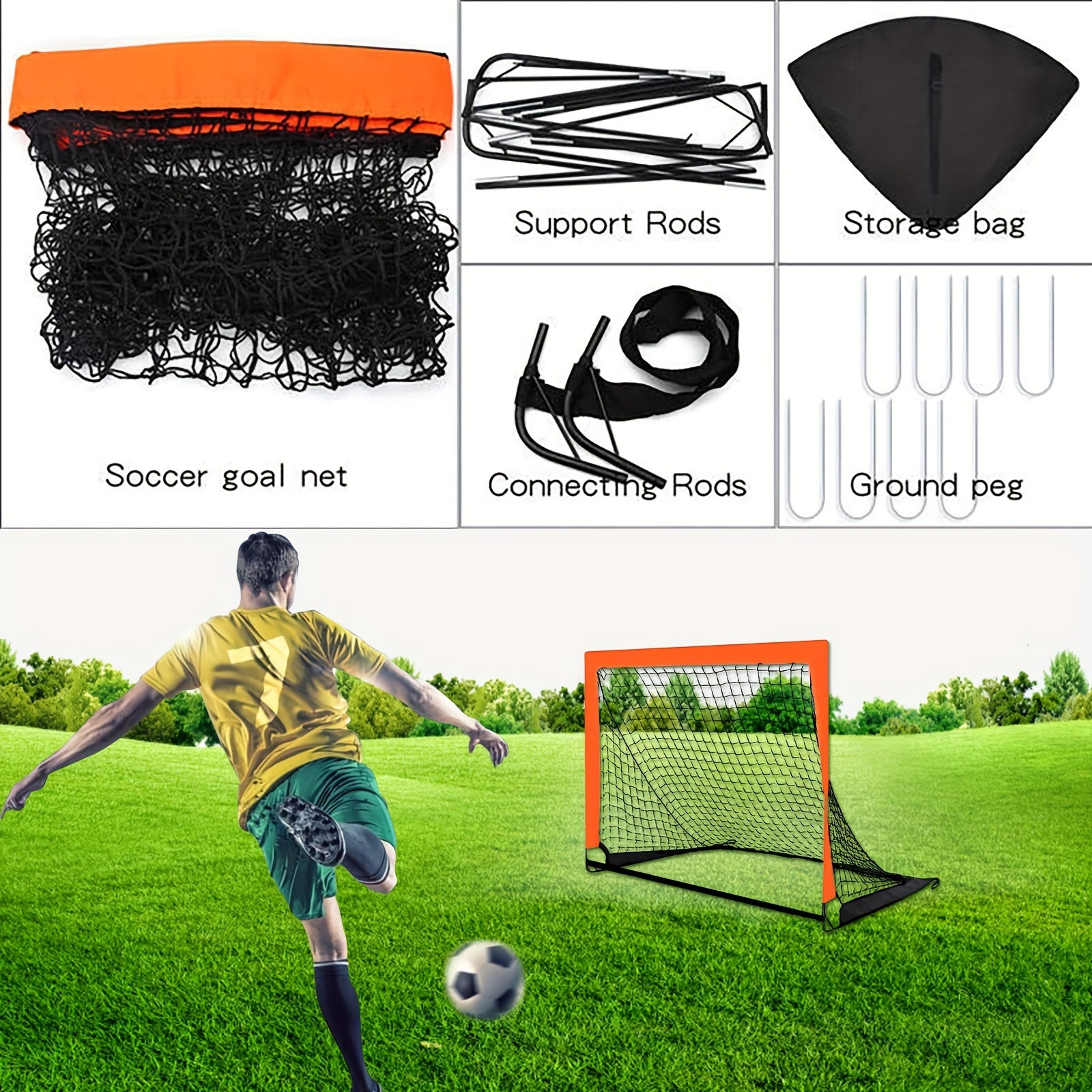 Portable Soccer Goal Training Net Frame Folding Football Game Goal