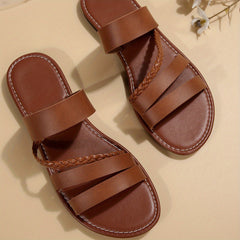 Women's Braided Flat Slide Sandals Non Slip Shoes