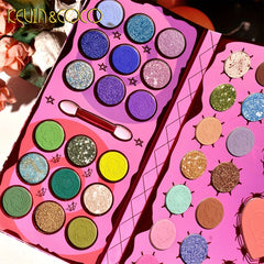 68 Colors Pearly Matte Eyeshadow Palette with Shimmer Flash Highlight Powder