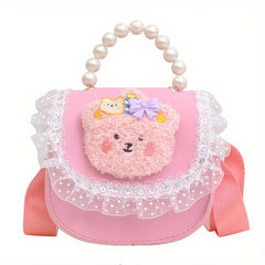 Kids Cartoon Messenger Bag Girls Faux Pearl Shoulder Handbag