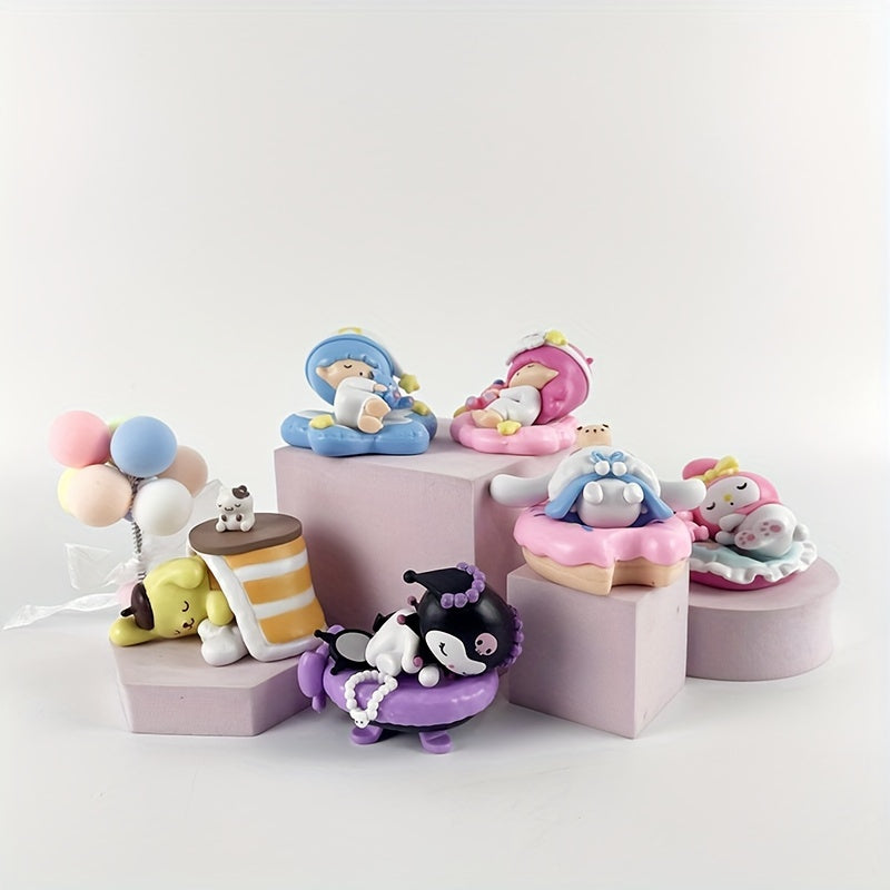 6pcs Cinnamoroll Pom Pom Purin Sle...