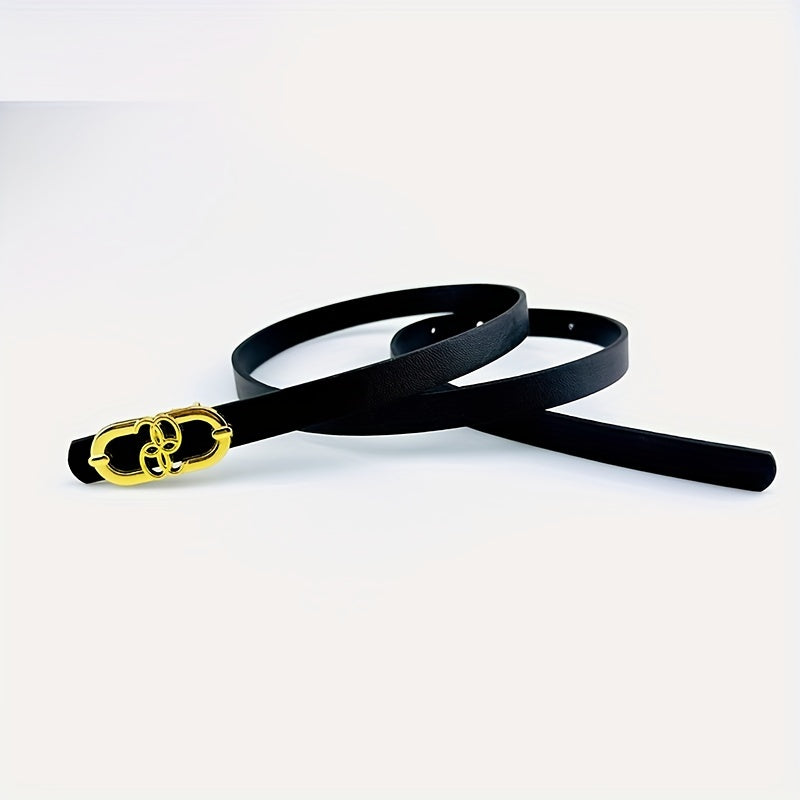 Golden Snap Buckle Belt Solid Frosted Casual Belt For Women