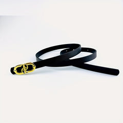 Golden Snap Buckle Belt Solid Frosted Casual Belt For Women