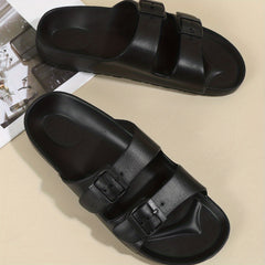 Men's Double Band Slides Non Slip Slippers Open Toe Shoes