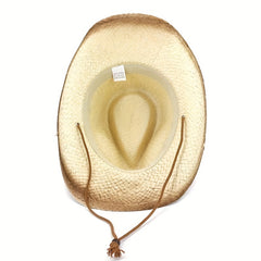 Vintage Western Straw Fedora for Women Summer Sun Beach