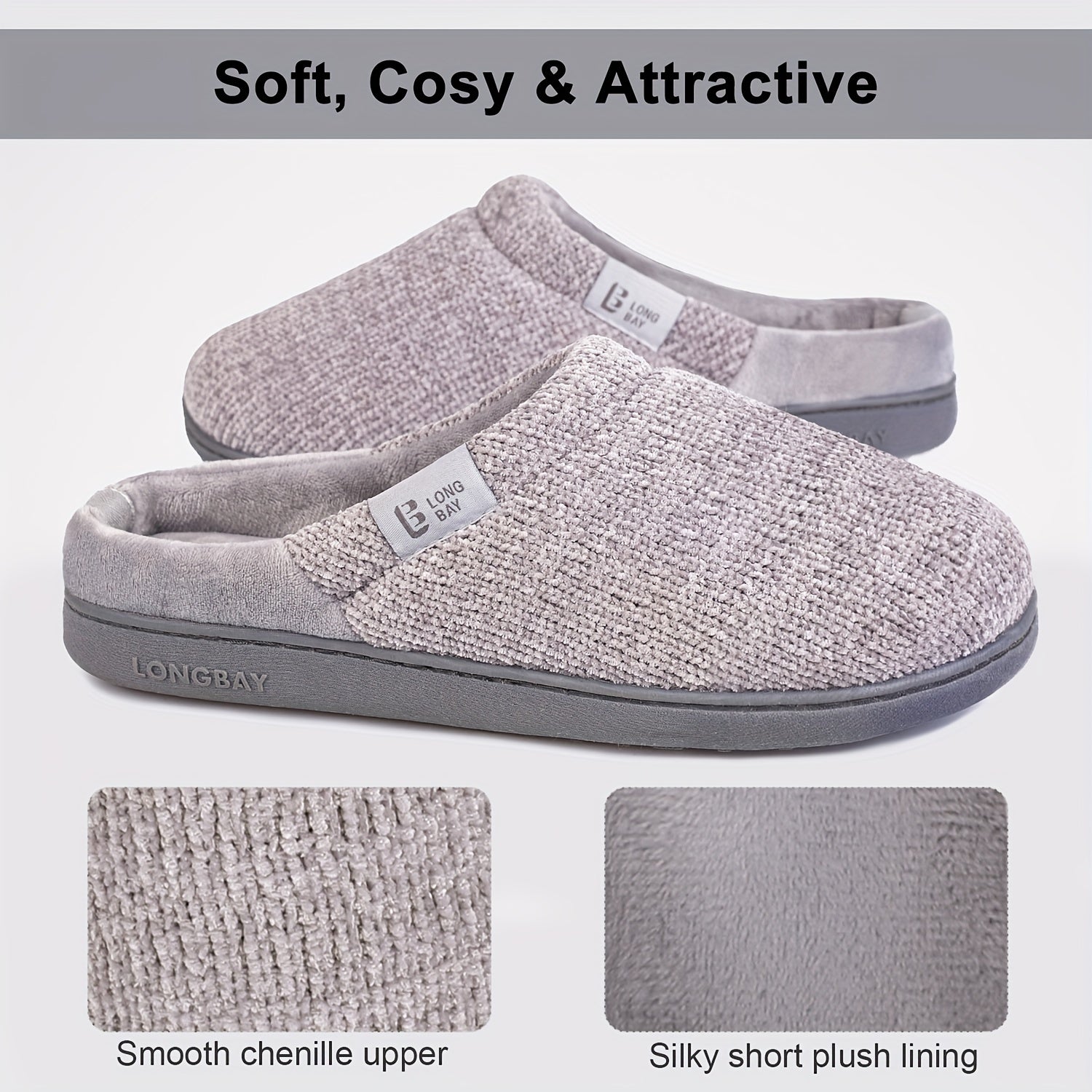 Women's Plush Lined Slippers Comfortable Closed Toe Slip On Shoes
