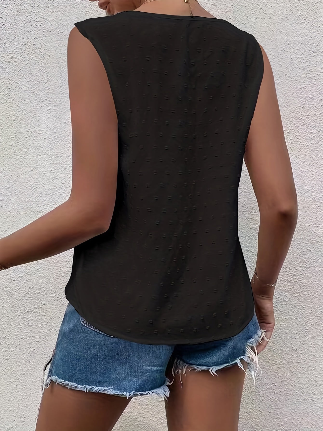 Lace Trim Tank Top V Neck Sleeveless Summer Top