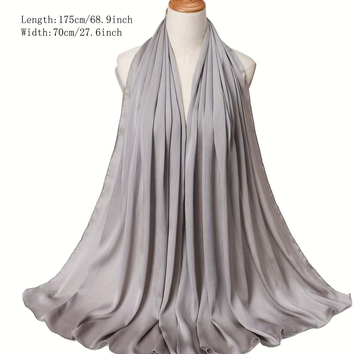 Satin Crinkle Hijab Solid Scarf Casual Turban Large Shawl Head Wraps Women