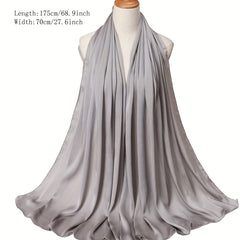 Satin Crinkle Hijab Solid Scarf Casual Turban Large Shawl Head Wraps Women