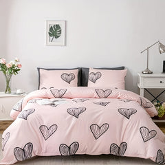 3 Piece Love Pattern Bedding Set Soft & Breathable Duvet Cover