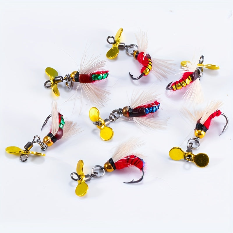 6pcs 10pcs Fly Fishing Bait Hook Salmon Trout Dry Flies Rotating Sequin