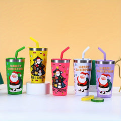 Christmas Vacuum Water Bottle 17oz Stainless Steel Insulated Leakproof Cup