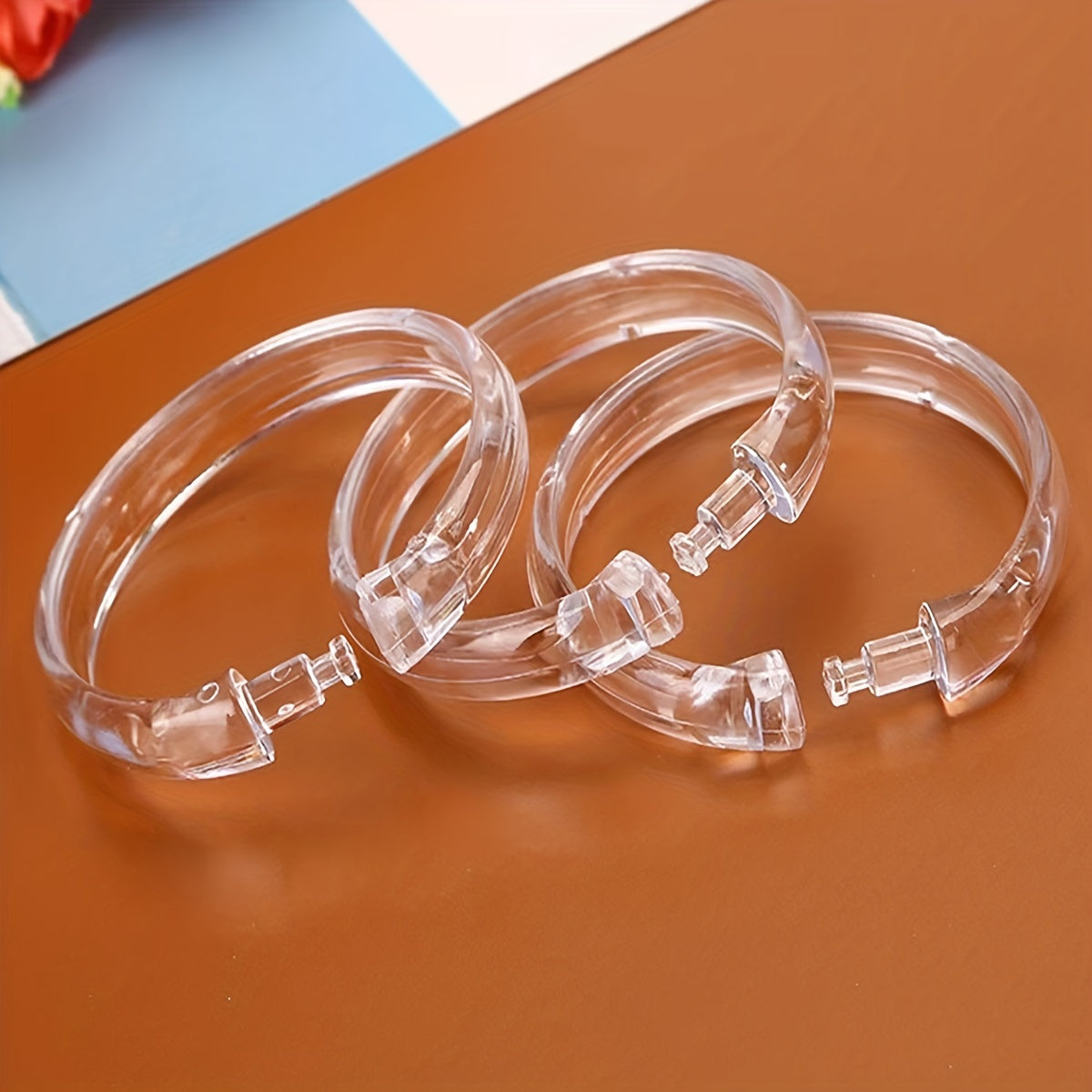 12pcs Transparent C-shaped Shower Curtain Hooks Plastic Rings
