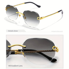 2pairs Men's Rimless Sunglasses UV Protection Summer Sunglasses