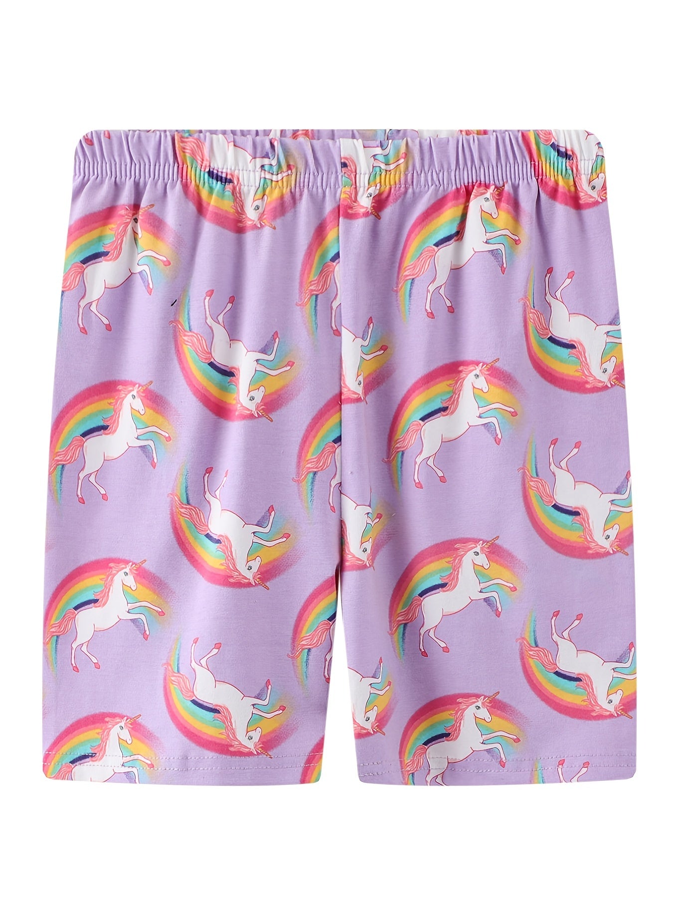 Girls Unicorn Pajama Set Short Sleeve T-shirt Shorts Summer