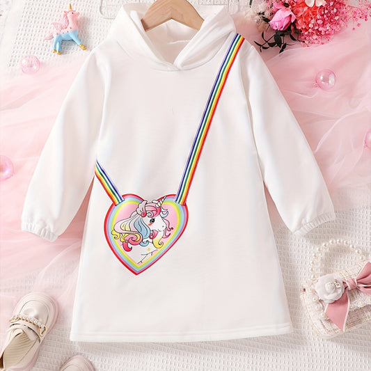 Unicorn Hooded Dress Toddler Kids Clothing