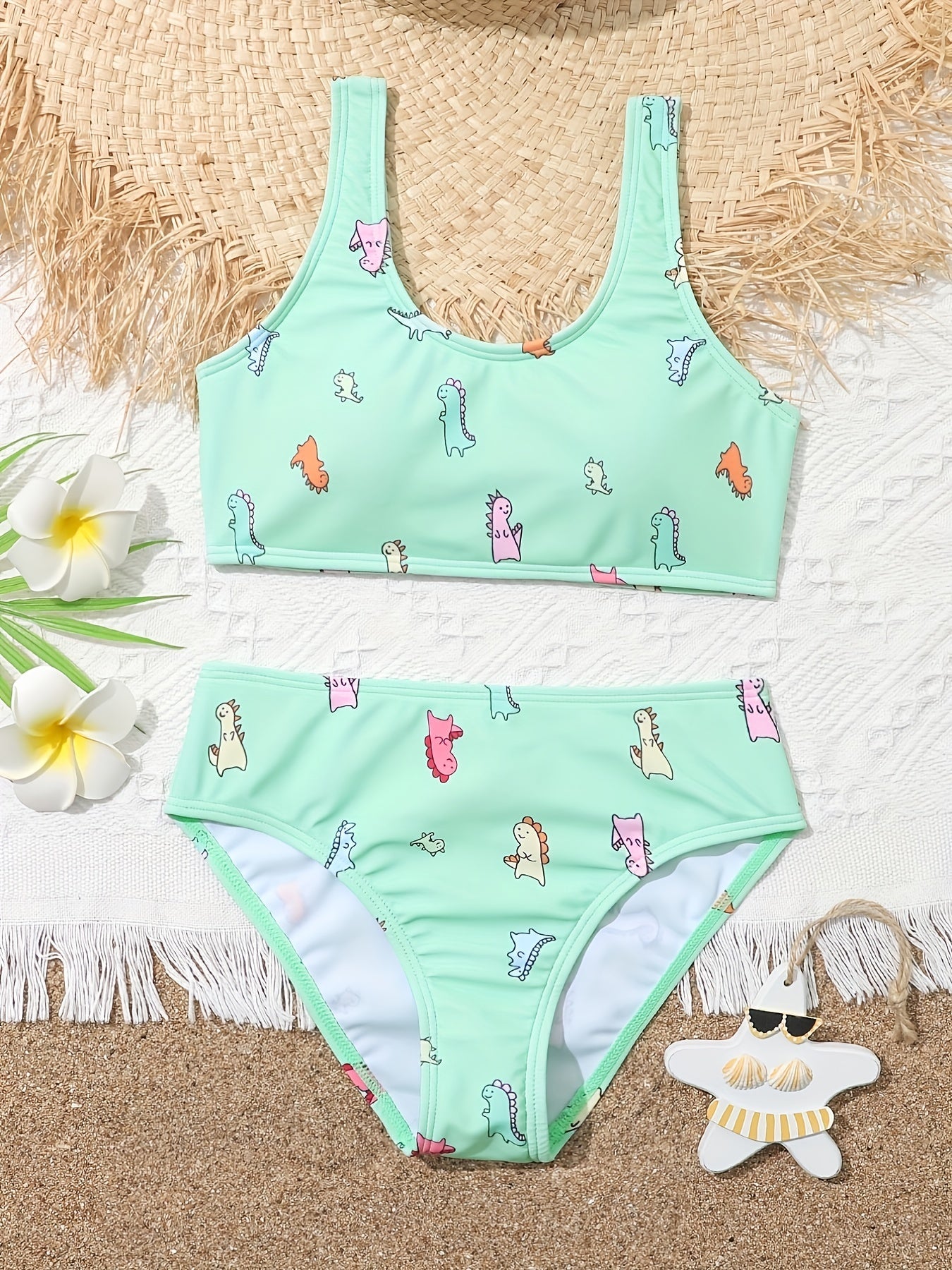 Girls Dinosaur Print Tankini Swimsuit Set