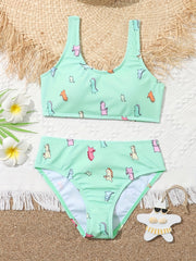 Girls Dinosaur Print Tankini Swimsuit Set