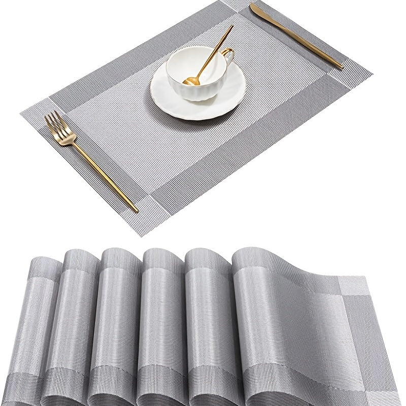 Crossweave Woven Vinyl Placemats Set Non Slip Insulation Washable Table Mats