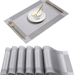 Crossweave Woven Vinyl Placemats Set Non Slip Insulation Washable Table Mats