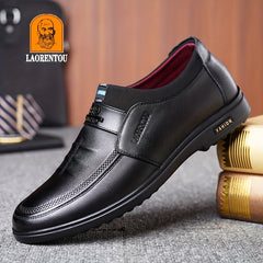 LAORENTOU Men's Leather Loafer Shoes Lightweight Non Slip Casual Shoes